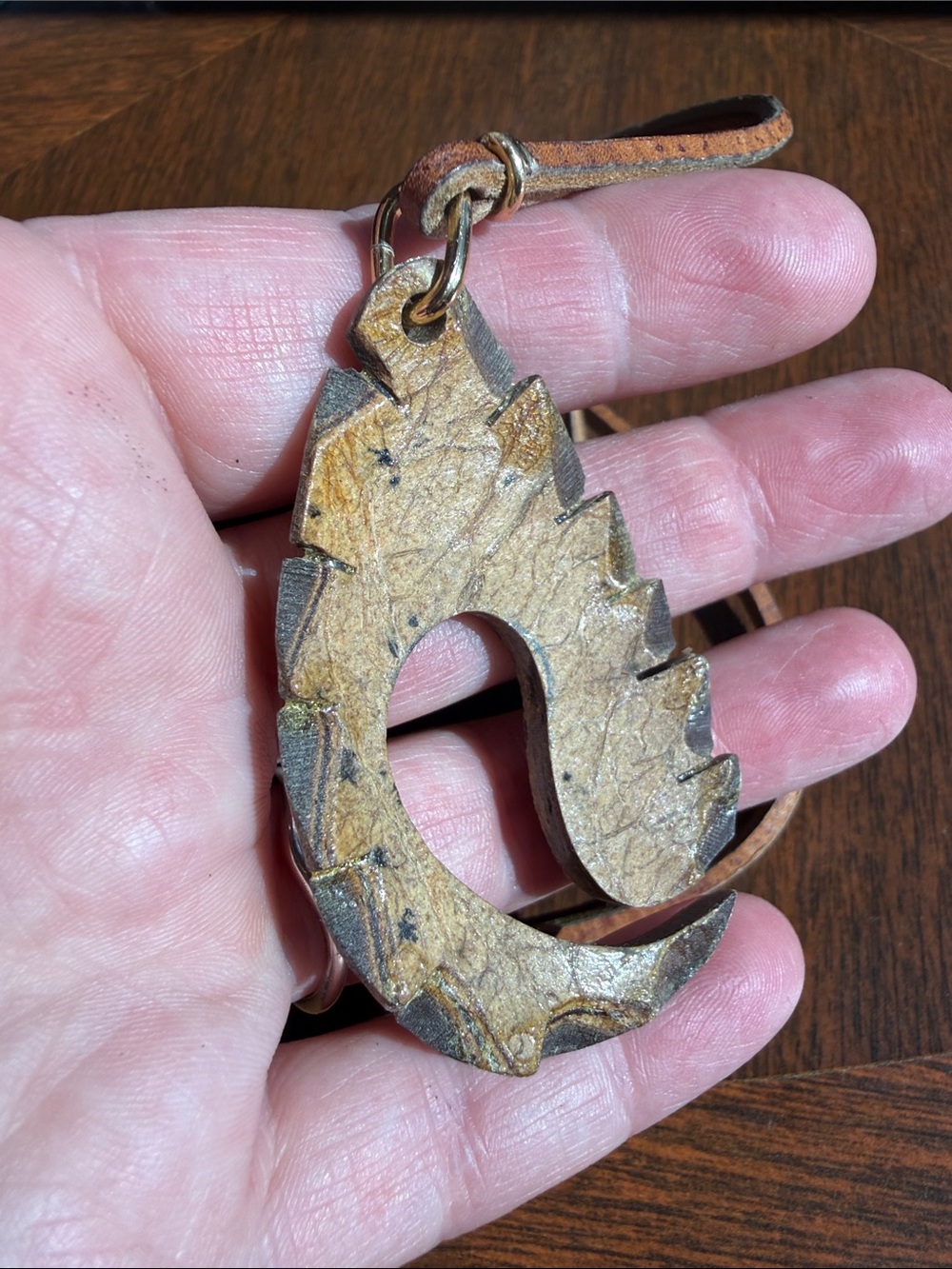 Rustic Leather Cord Necklace with Carved Pendant - Picture 5 of 5